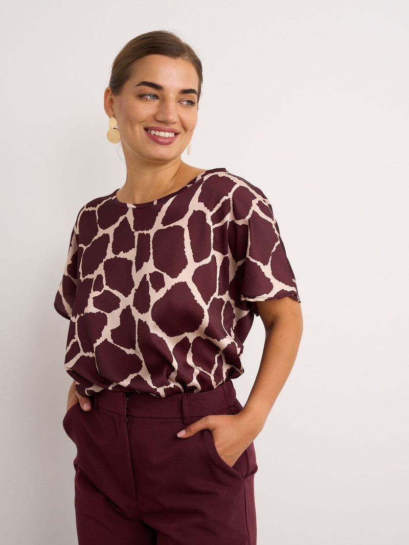 Kyla Print Blouse | Wine 7394