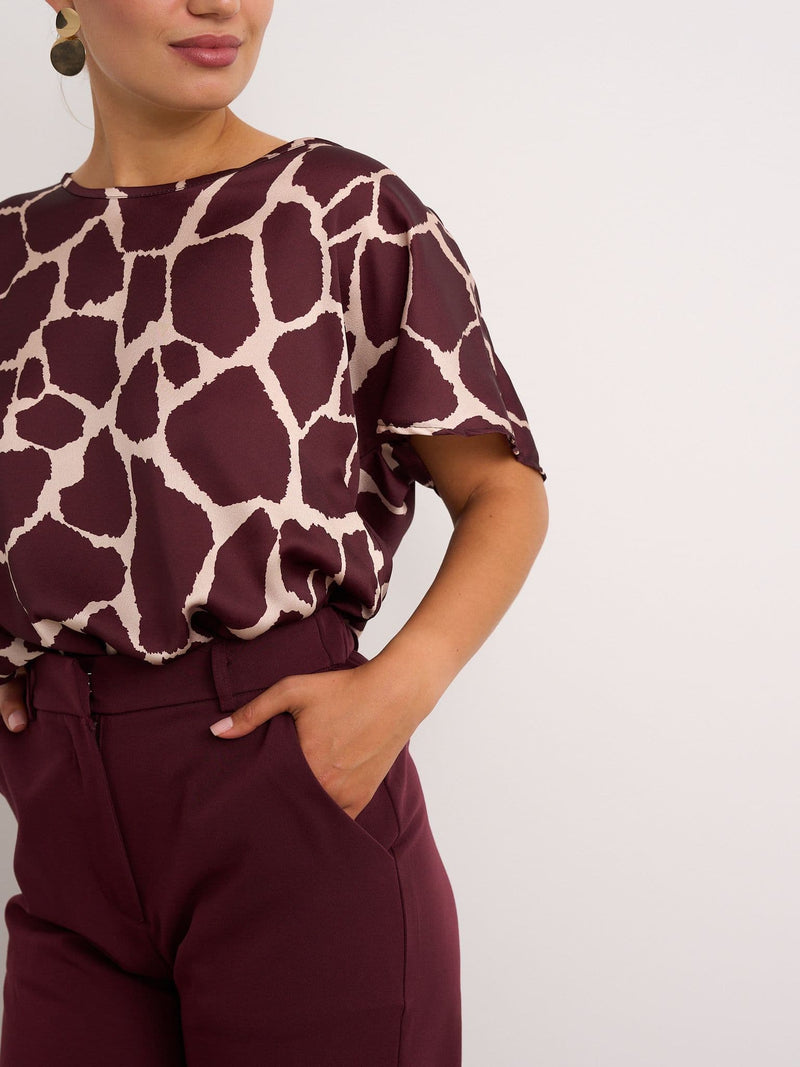 Kyla Print Blouse | Wine 7394