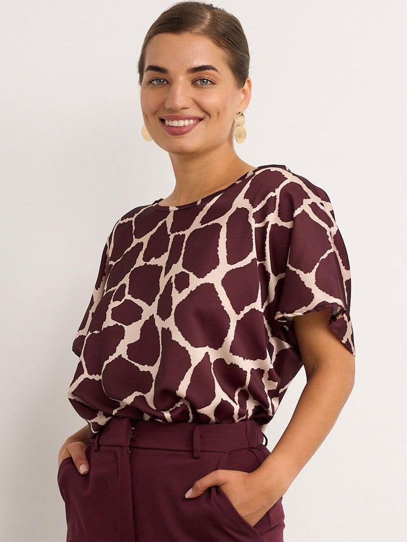 Kyla Print Blouse | Wine 7394