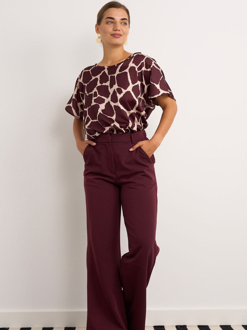 Kyla Print Blouse | Wine 7394