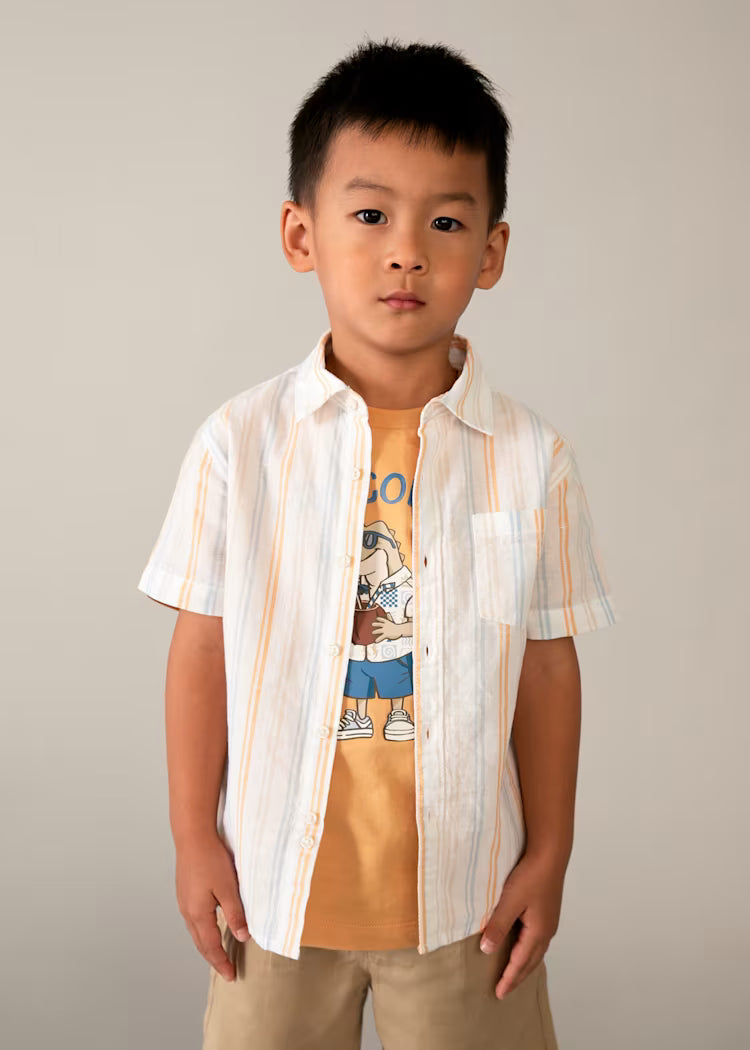 Mayoral Boys Linen SS Shirt | Peach 3112/SS26