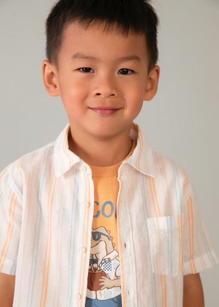 Mayoral Boys Linen SS Shirt | Peach 3112/SS26