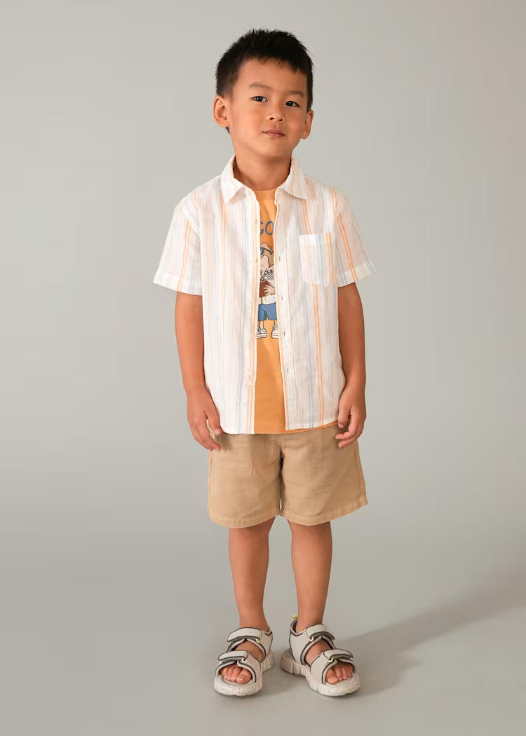 Mayoral Boys Linen SS Shirt | Peach 3112/SS26