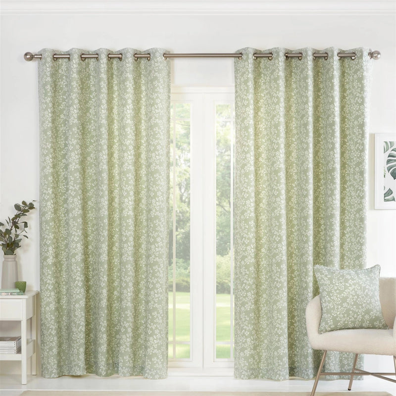 Sundor Sade Eyelet Curtains | Green