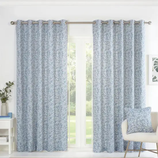 Sundor Sade Eyelet Curtains | Blue