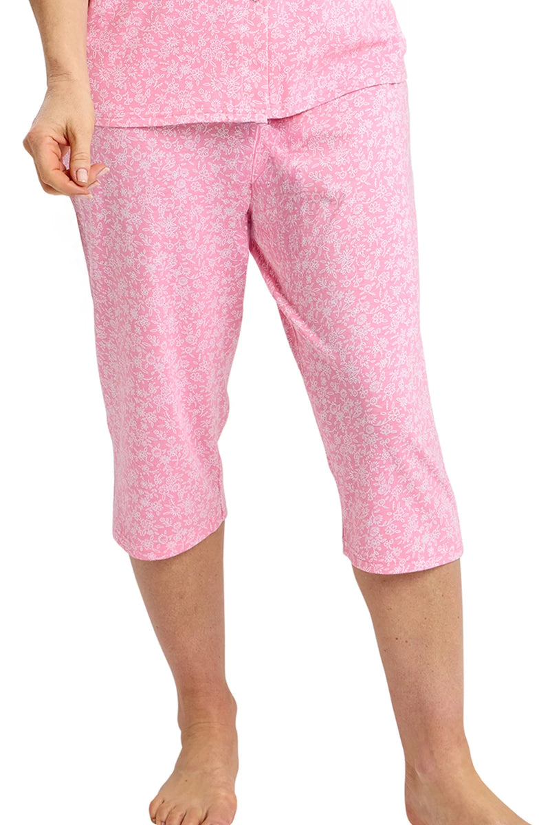 Marlon Scattered Cotton Rich Jersey Capri Pyjama Set | Peach MA47503