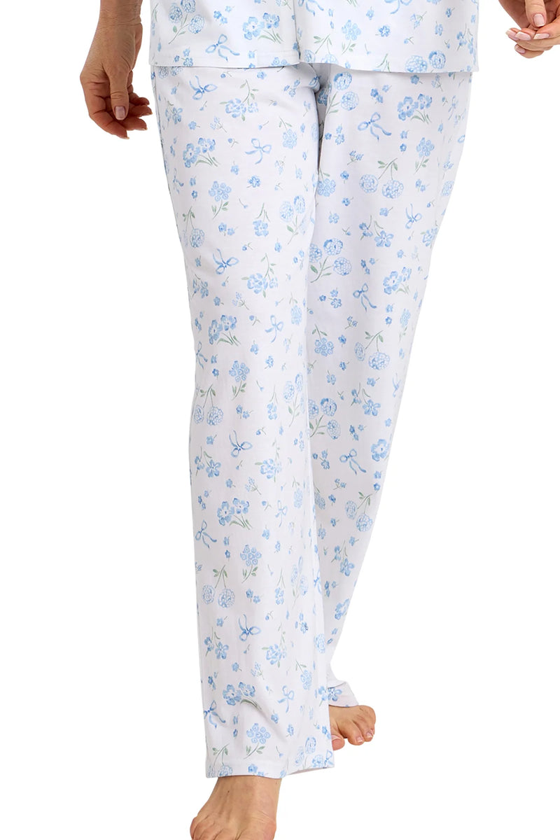 Marlon Spring Garden Pure Cotton Revere Collar Pyjama Set | Blue MA47572