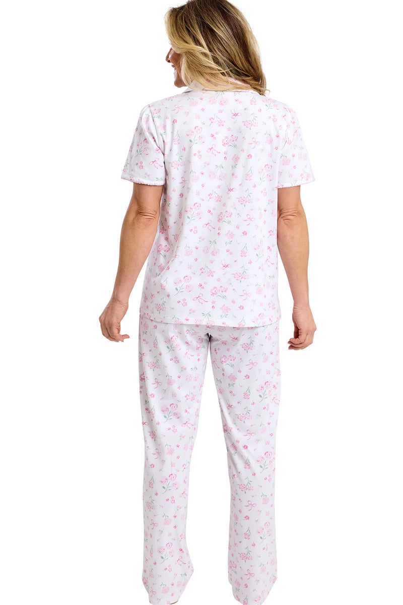 Marlon Spring Garden Pure Cotton Revere Collar Pyjama Set | Pink MA47572