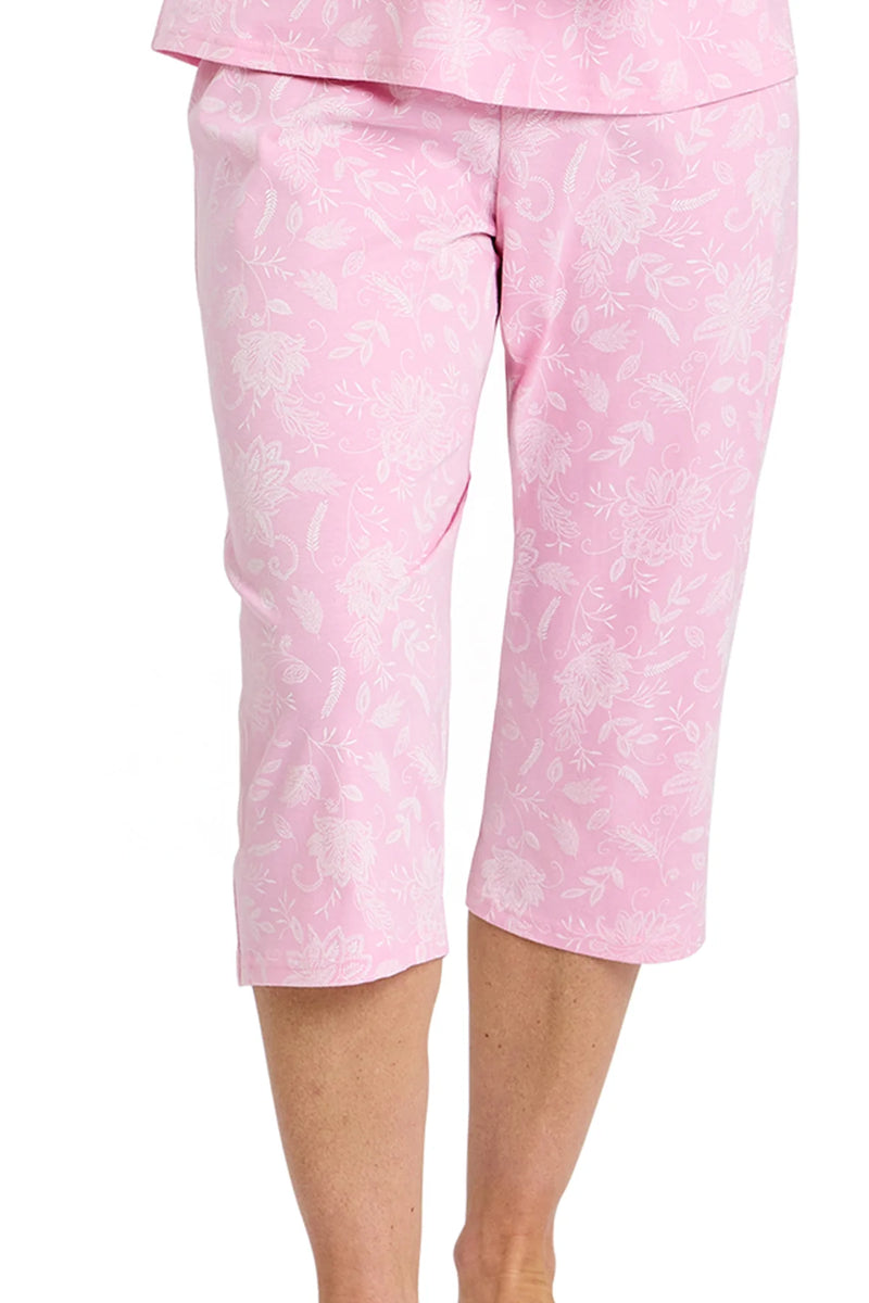 Marlon Dotty Cotton Cropped Capri Pyjama Set |  Pink MA47758