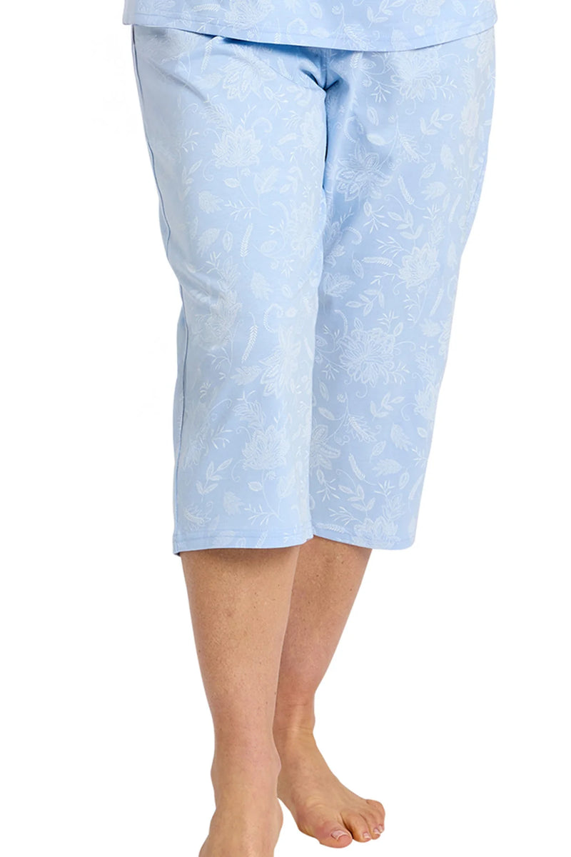 Marlon Dotty Cotton Cropped Capri Pyjama Set |  Blue MA47758
