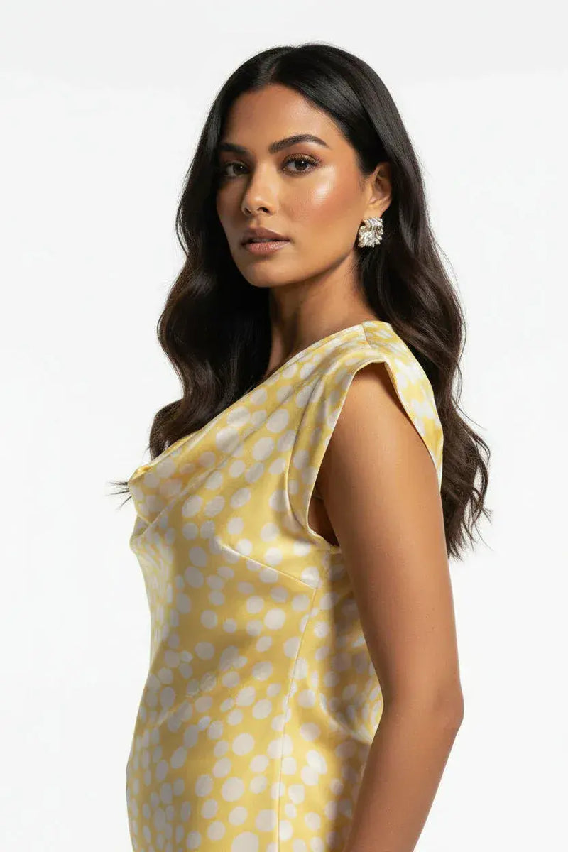 Marc Angelo Cowl Neck Top | Lemon 7214