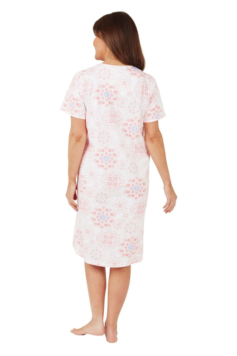 Marlon Geo Cotton Night Dress  | Pink  MA40826