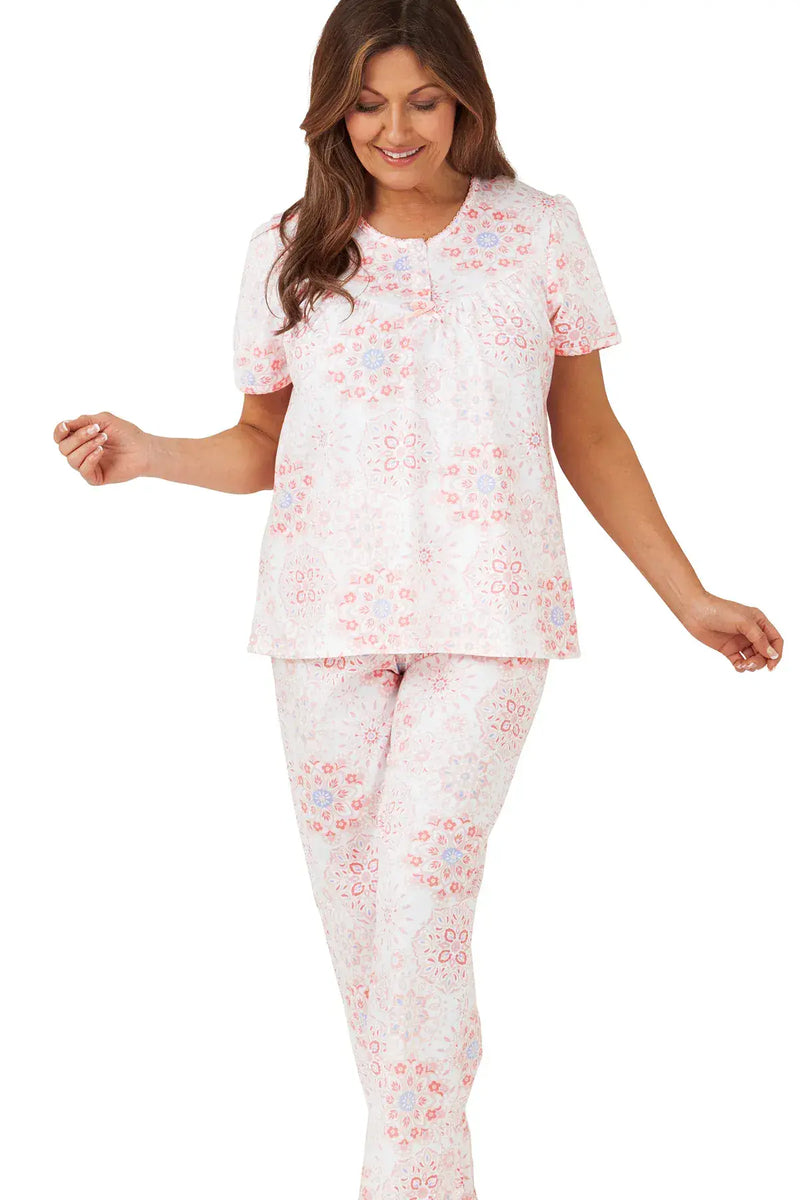 Marlon  Geo Cotton Pyjamas  Pink MA40939A