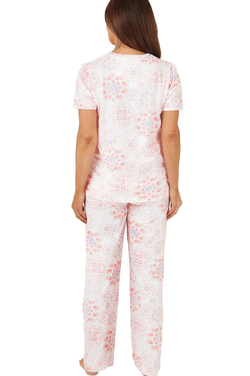 Marlon  Geo Cotton Pyjamas  Pink MA40939A