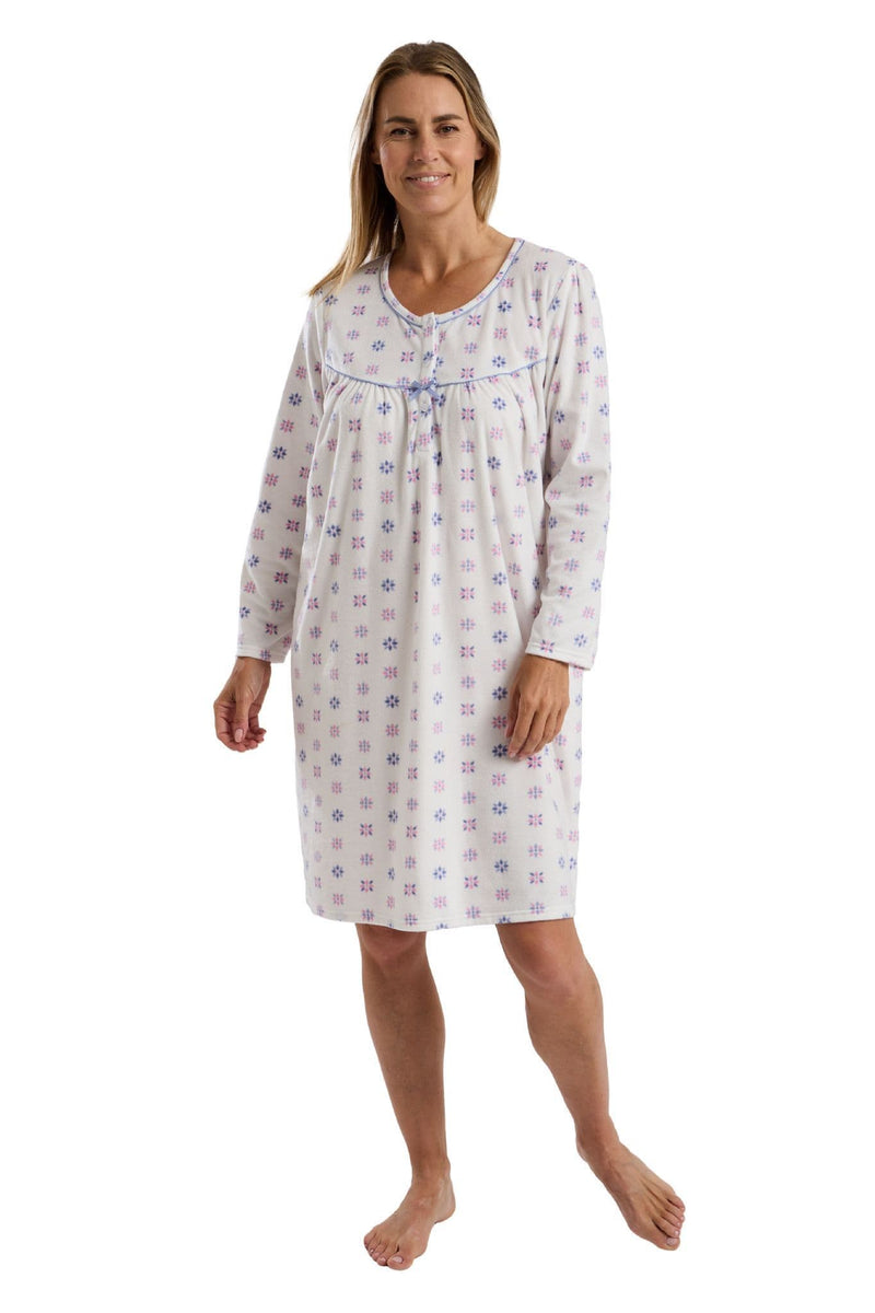 Marlon  Geo Floral Fleece Night Dress | Blue MA45728