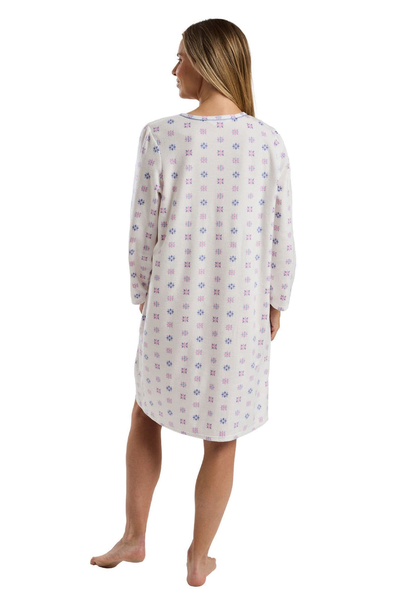 Marlon  Geo Floral Fleece Night Dress | Blue MA45728