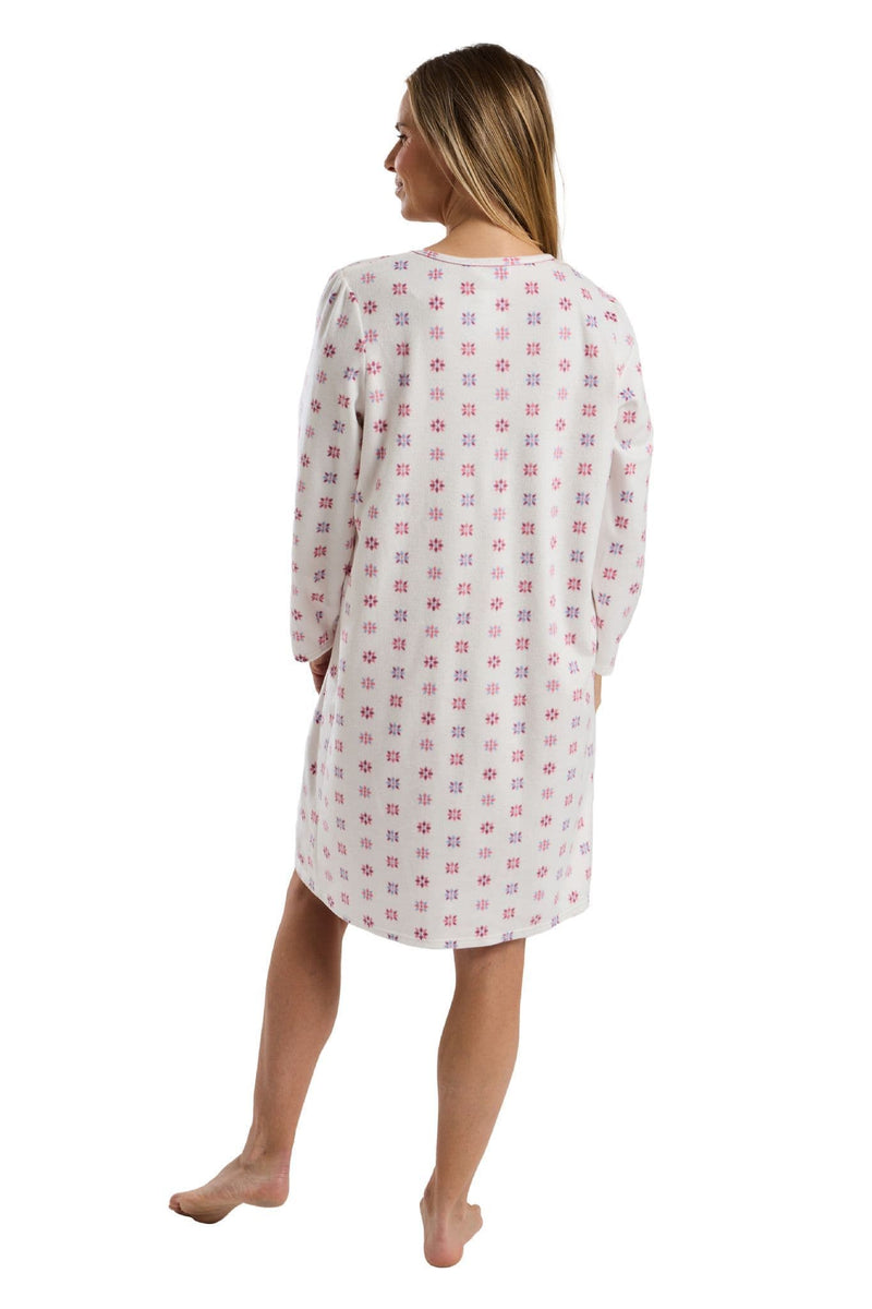 Marlon  Geo Floral Fleece Night Dress | Pink MA45728