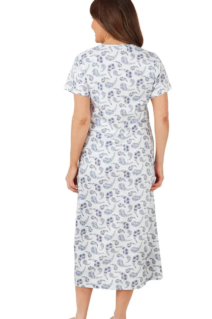 Marlon  Long Cotton  Paisley N/Dress  | Blue MA41260
