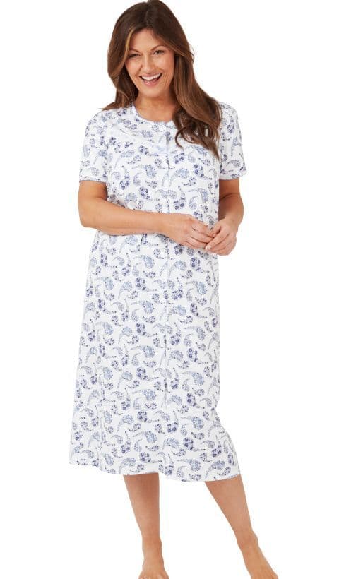 Marlon  Long Cotton  Paisley N/Dress  | Blue MA41260