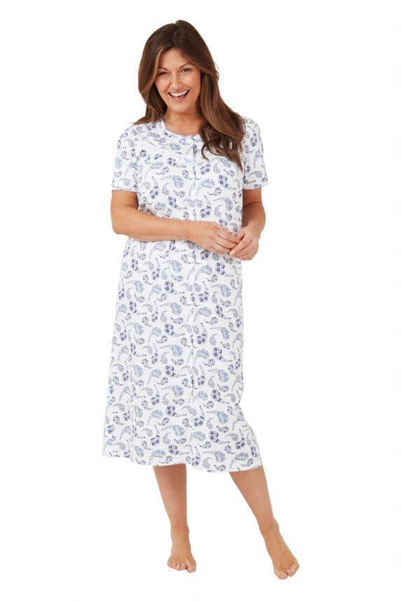 Marlon Paisley Cotton Nightdress | Blue MA40830