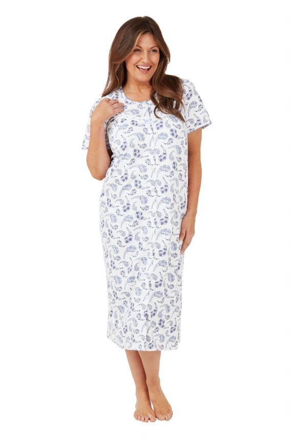 Marlon Paisley Cotton Nightdress | Blue MA40830