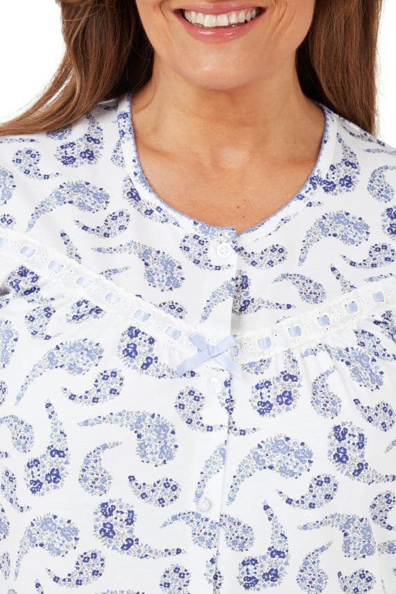 Marlon Paisley Cotton Nightdress | Blue MA40830