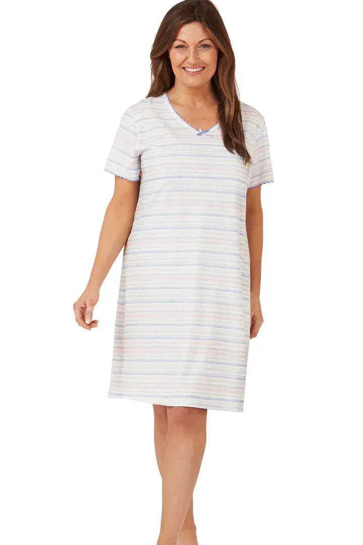 Marlon Stripe Cotton Night Shirt  | Blue MA40817