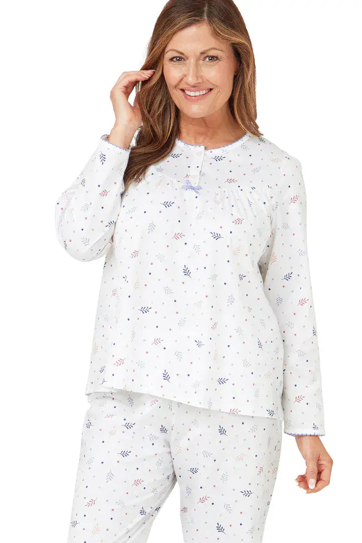 Marsylka Cotton Pyjamas Spot Leaf  | Blue MA38299