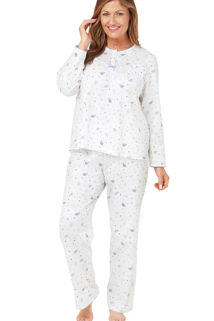 Marsylka Cotton Pyjamas Spot Leaf  | Blue MA38299