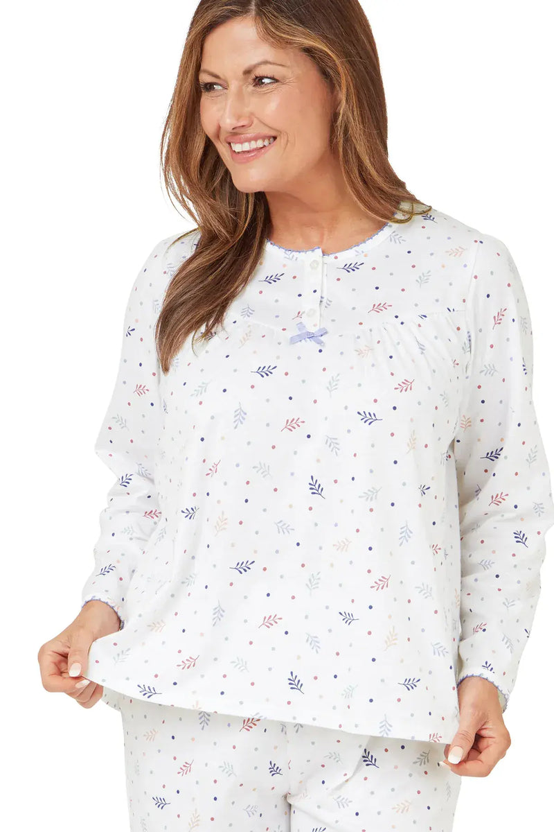 Marsylka Cotton Pyjamas Spot Leaf  | Blue MA38299