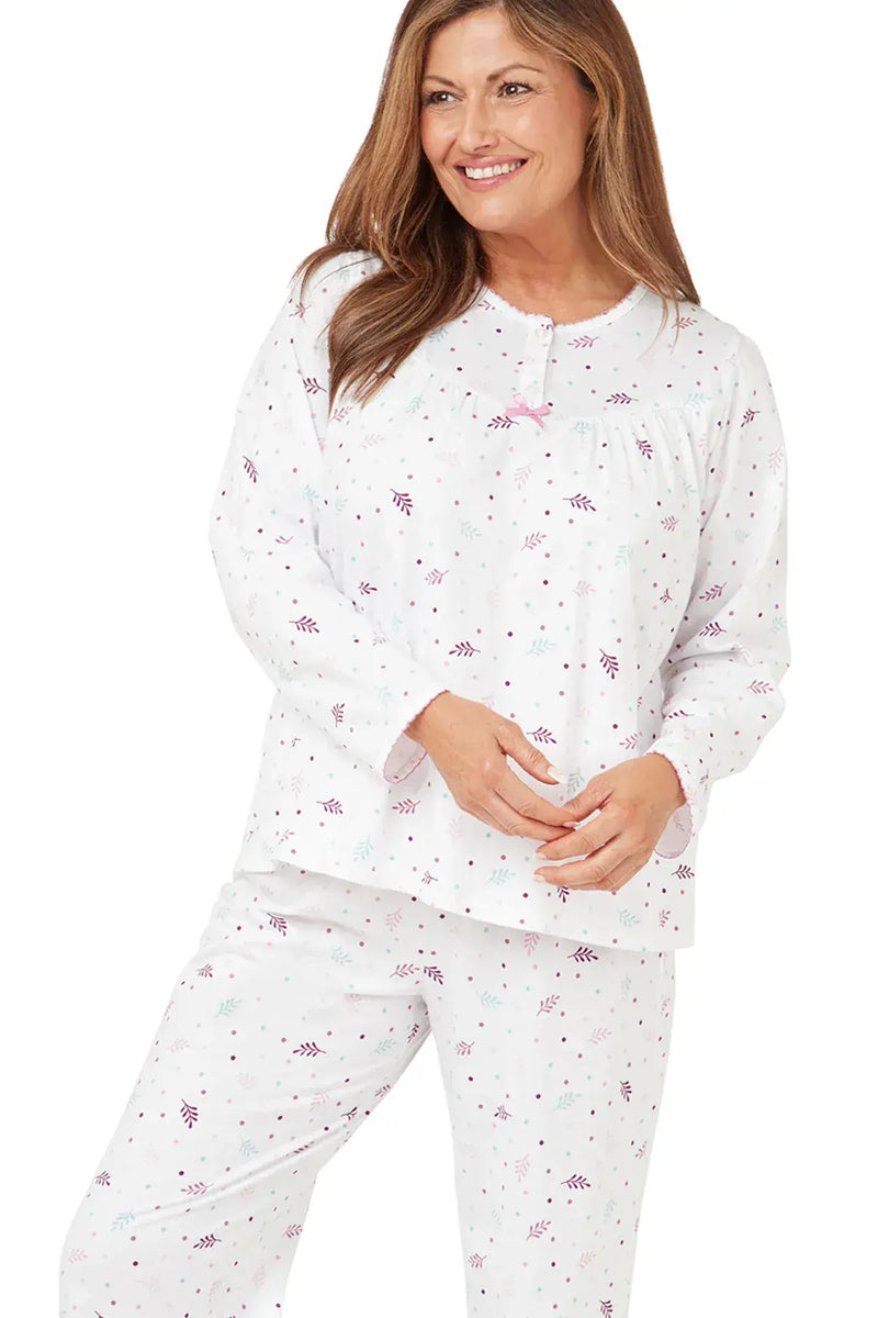 Marsylka Cotton Pyjamas Spot Leaf  | Pink MA38299