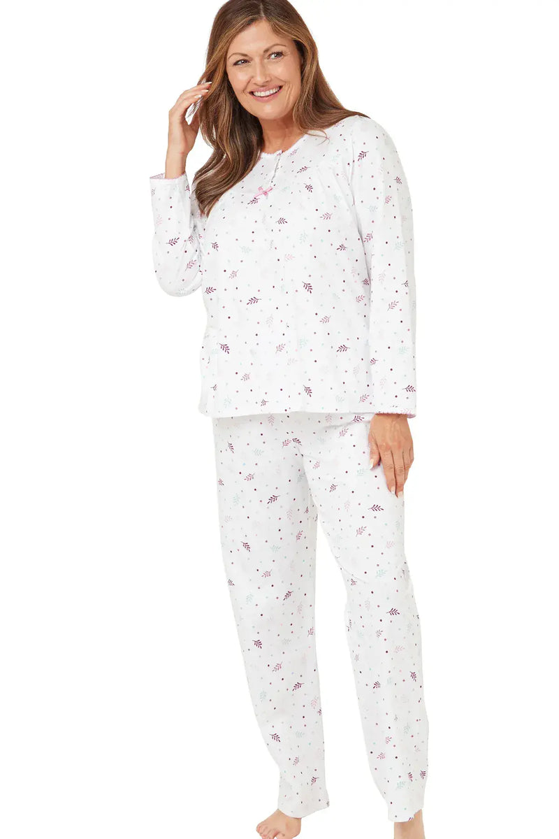 Marsylka Cotton Pyjamas Spot Leaf  | Pink MA38299