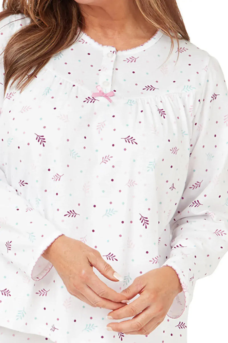 Marsylka Cotton Pyjamas Spot Leaf  | Pink MA38299