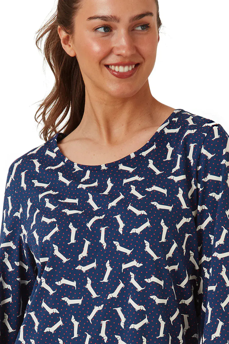 Marsylka Dachshund Nightshirt | Navy In42646
