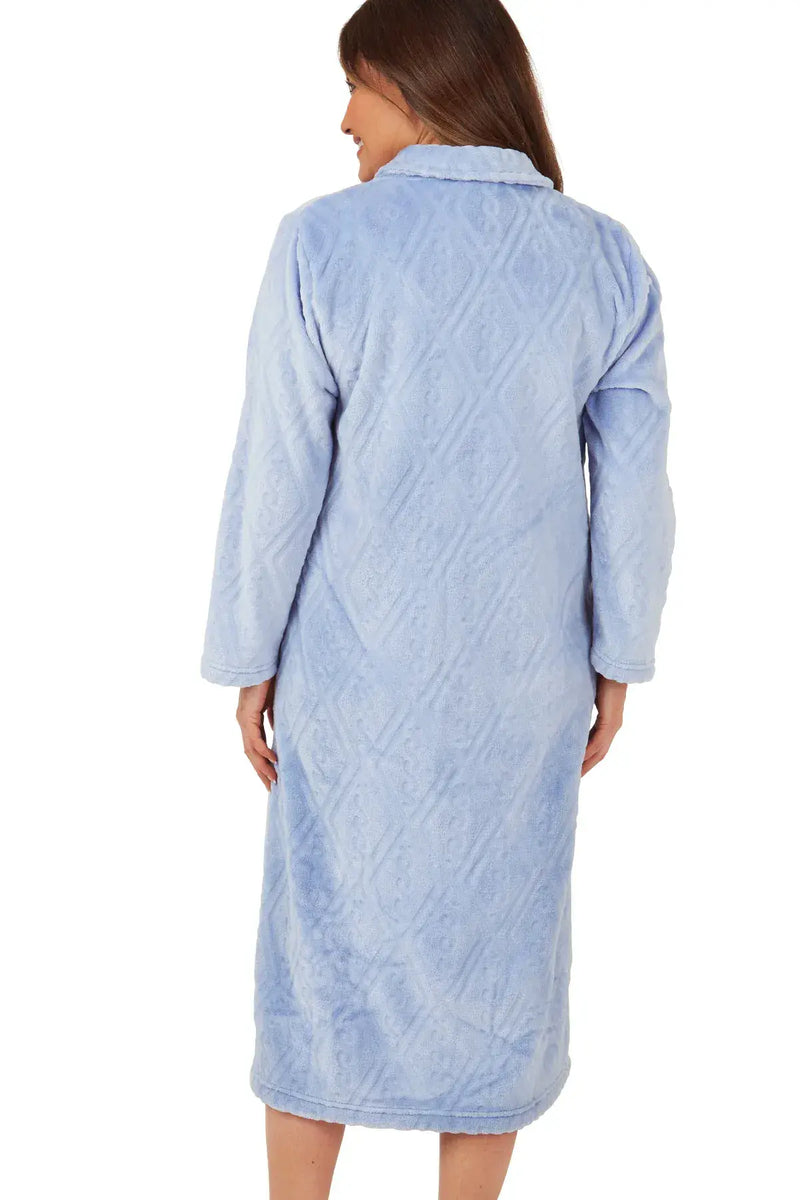 Marsylka Embossed Button Housecoat  | Blue MA42472