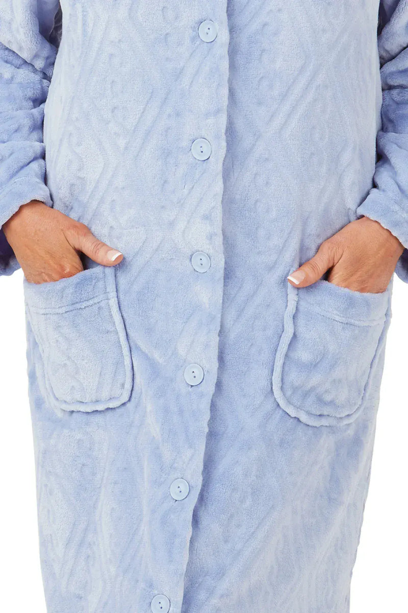 Marsylka Embossed Button Housecoat  | Blue MA42472