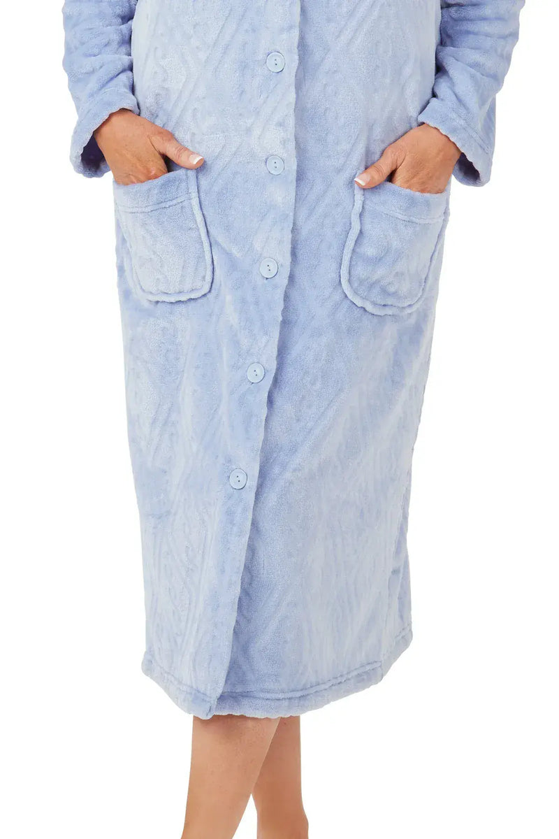 Marsylka Embossed Button Housecoat  | Blue MA42472