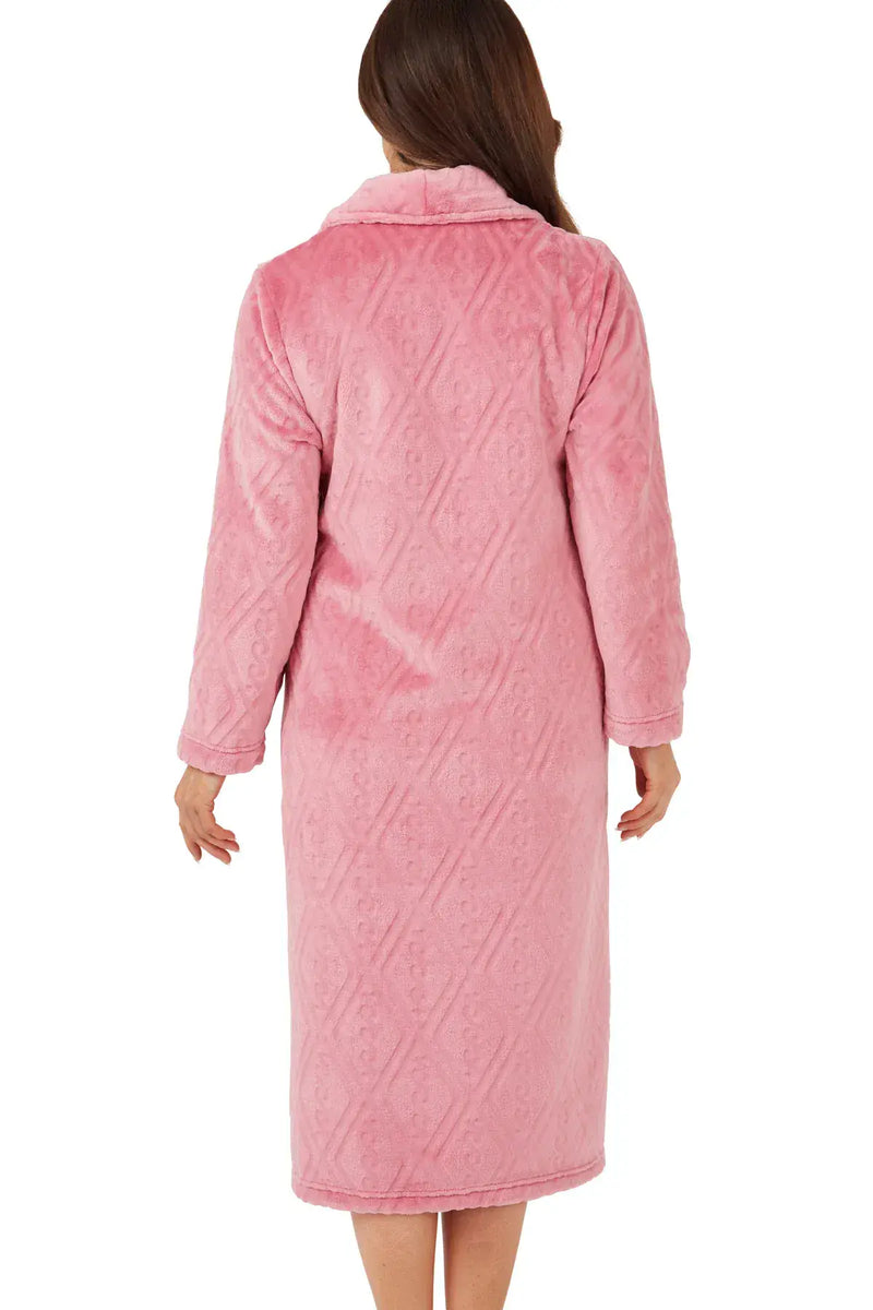 Marsylka Embossed Button Housecoat  | Pink MA42472