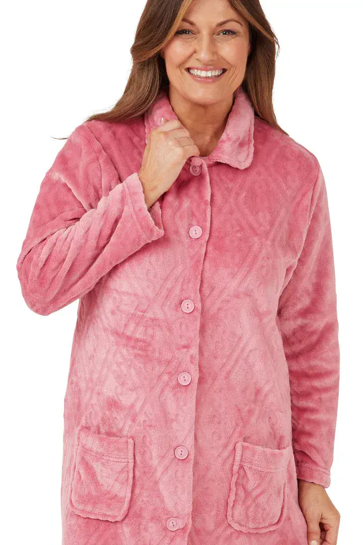 Marsylka Embossed Button Housecoat  | Pink MA42472