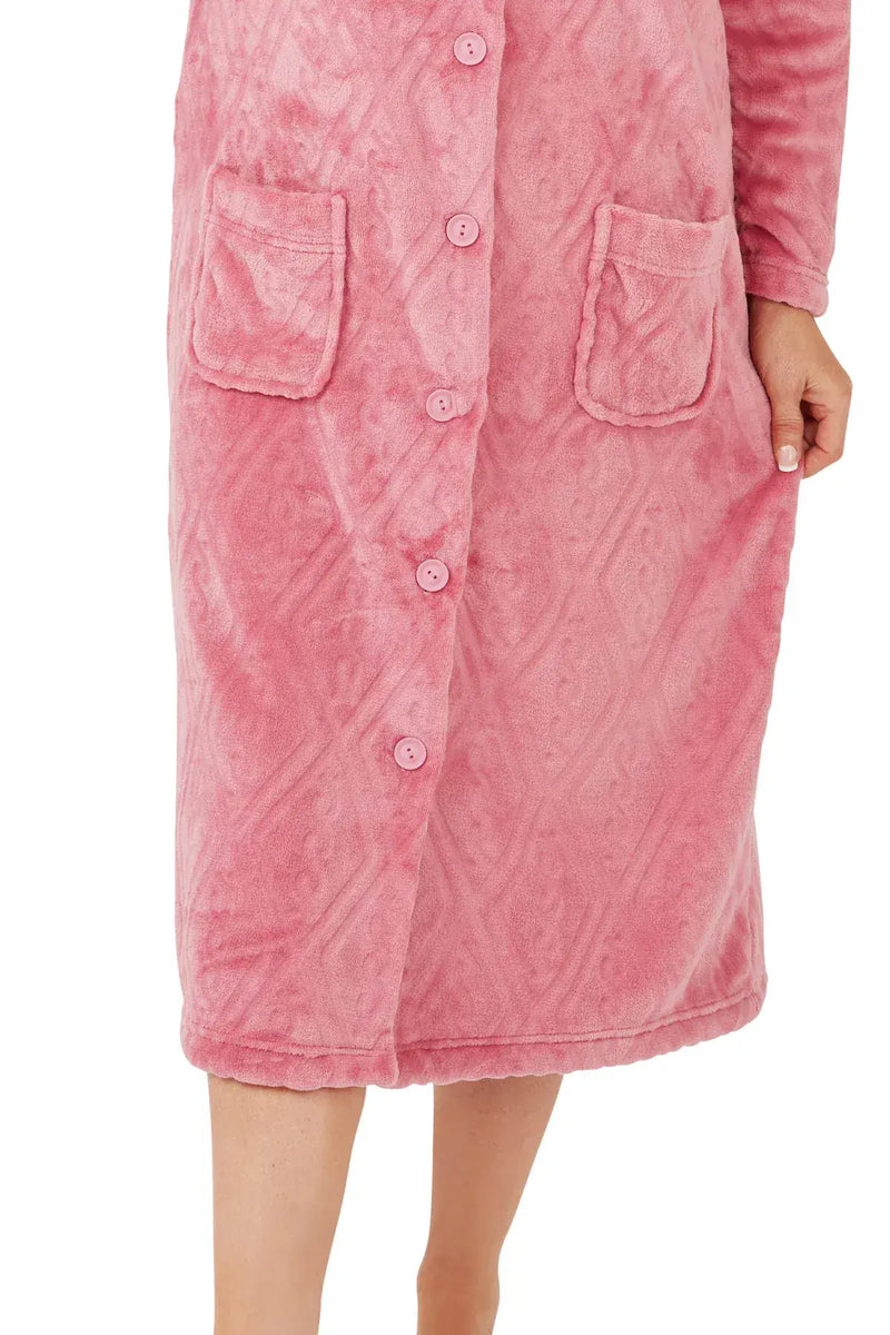 Marsylka Embossed Button Housecoat  | Pink MA42472