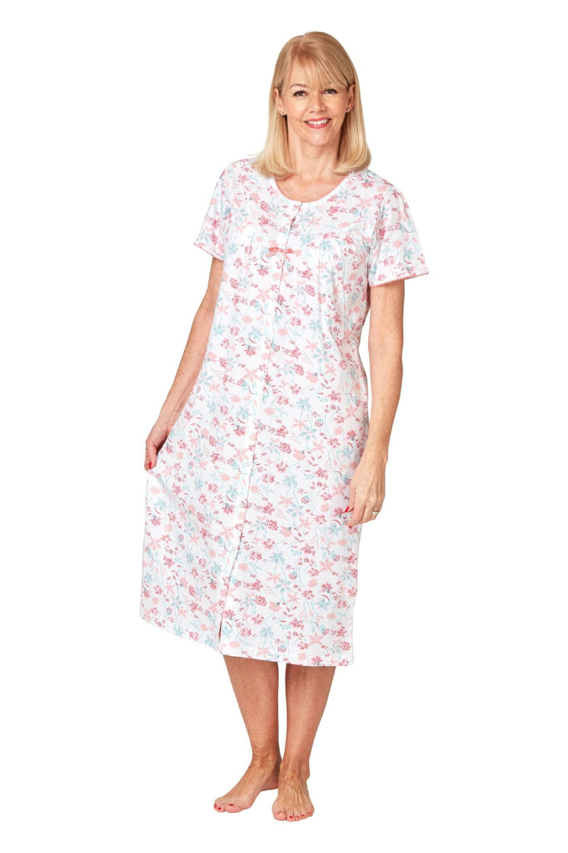 Marsylka Freya Button Through Cotton Night Dress Pink | Ma35710