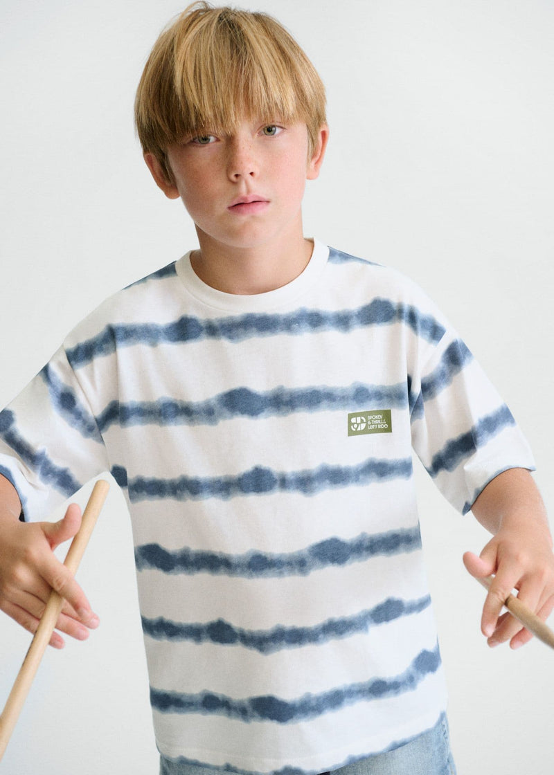 Mayoral Boy Print SS Tee | Cream /blue 6039 /SS26
