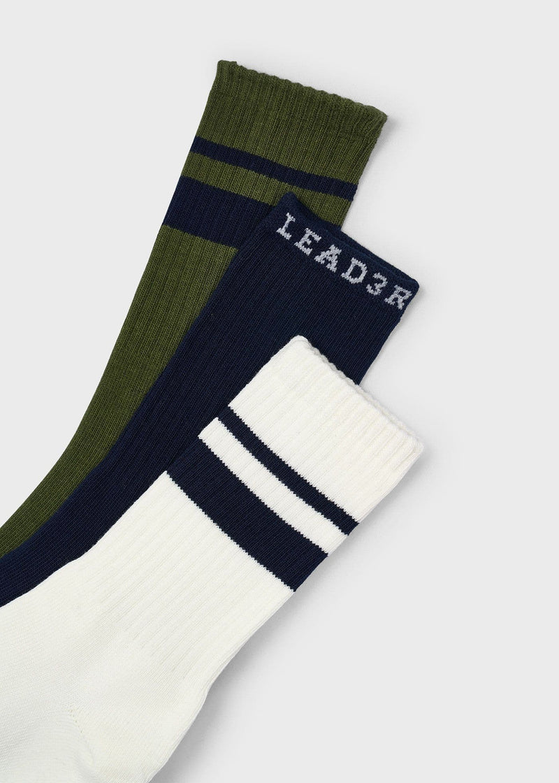 Mayoral  Boys 3 Socks Set | Olive 10053 AW
