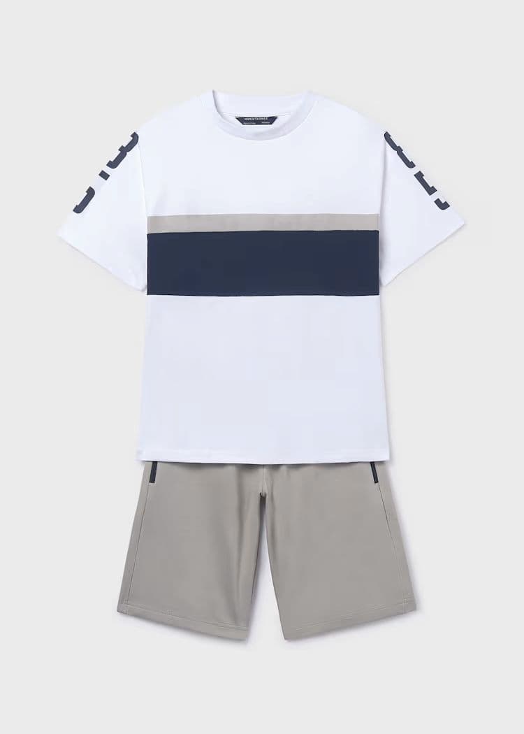 Mayoral Boys Bermuda shorts and T-shirt set | Mushroom 6688/SS26