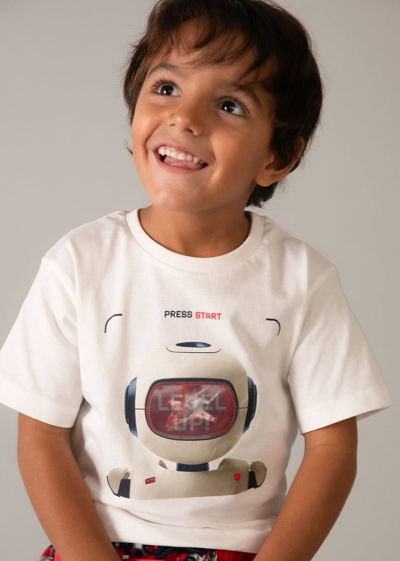 Mayoral Boys Lenticular  S/S T-Shirt | Cream 3065/SS26