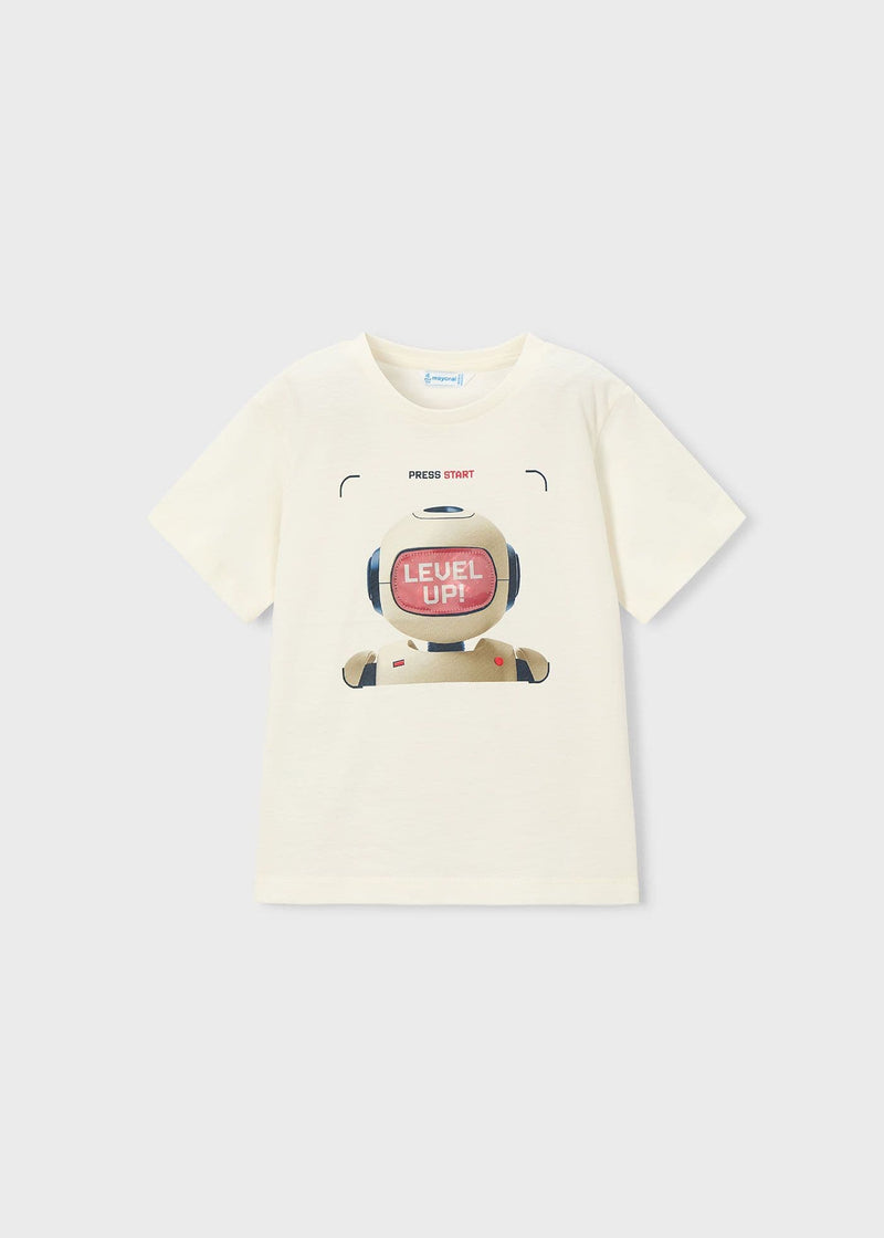 Mayoral Boys Lenticular  S/S T-Shirt | Cream 3065/SS26