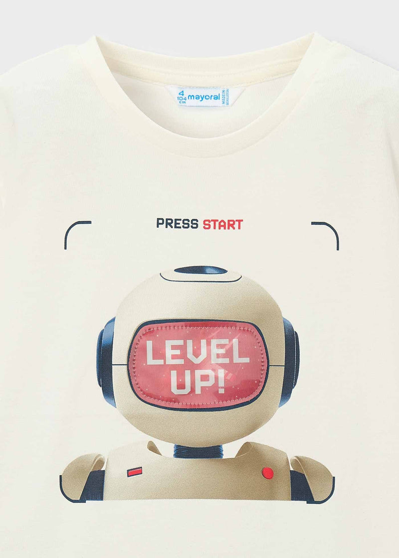 Mayoral Boys Lenticular  S/S T-Shirt | Cream 3065/SS26