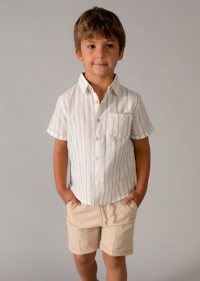 Mayoral Boys Linen Bermuda Set | Mocha 3217/SS26