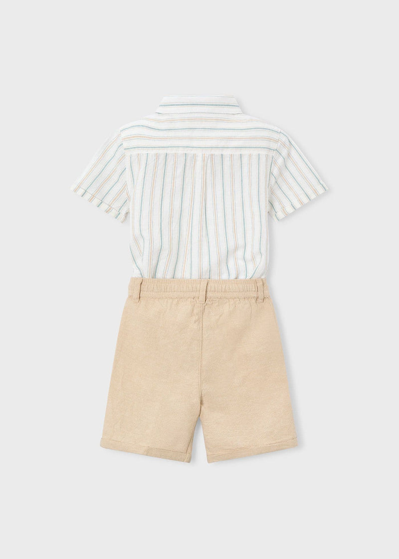 Mayoral Boys Linen Bermuda Set | Mocha 3217/SS26