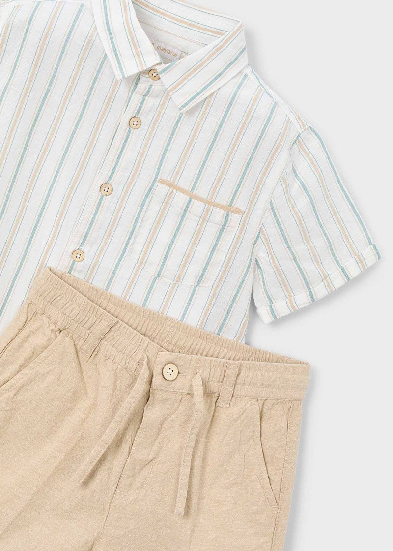 Mayoral Boys Linen Bermuda Set | Mocha 3217/SS26